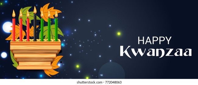 Vector illustration of a Banner for African Kwanzaa festive concept with decorative candles.