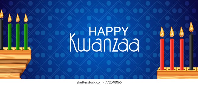 Vector illustration of a Banner for African Kwanzaa festive concept with decorative candles.