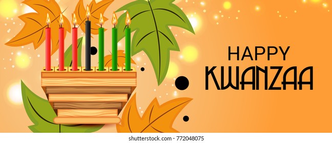 Vector illustration of a Banner for African Kwanzaa festive concept with decorative candles.