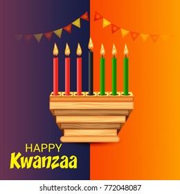 Vector illustration of a Banner for African Kwanzaa festive concept with decorative candles.