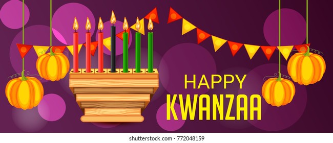 Vector illustration of a Banner for African Kwanzaa festive concept with decorative candles.