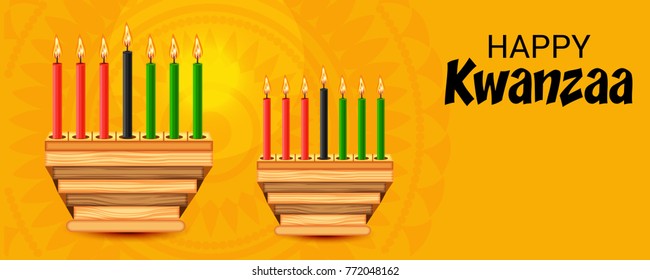 Vector illustration of a Banner for African Kwanzaa festive concept with decorative candles.