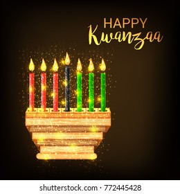 Vector illustration of a Banner for African Kwanzaa festive concept with decorative candles.
