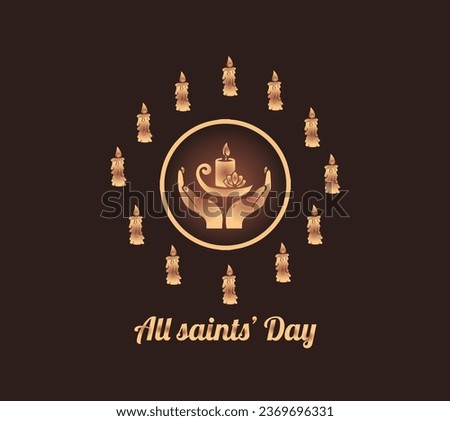 Vector illustration of a Banner for All Saints Day. Burning candles in the dark night for a background concept. Flat vector illustration.