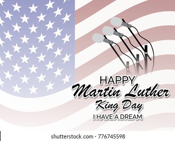 Vector illustration of a banner with American Flag For Martin Luther King Day.