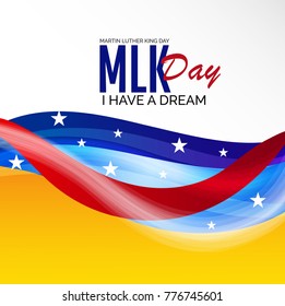 Vector illustration of a banner with American Flag For Martin Luther King Day.