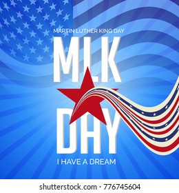 Vector illustration of a banner with American Flag For Martin Luther King Day.