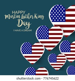 Vector illustration of a banner with American Flag For Martin Luther King Day.