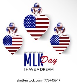 Vector illustration of a banner with American Flag For Martin Luther King Day.