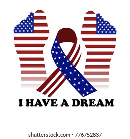 Vector illustration of a banner with American Flag For Martin Luther King Day.