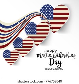 Vector illustration of a banner with American Flag For Martin Luther King Day.