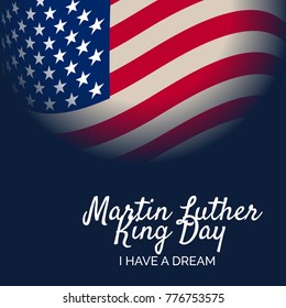 Vector illustration of a banner with American Flag For Martin Luther King Day.