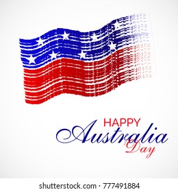 Vector illustration of a banner with Australia flag and map for Happy Australia Day.