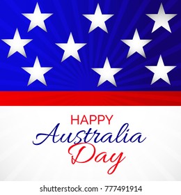Vector illustration of a banner with Australia flag and map for Happy Australia Day.