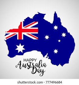 Vector illustration of a banner with Australia flag and map for Happy Australia Day.