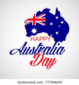 Vector illustration of a banner with Australia flag and map for Happy Australia Day.