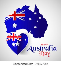 Vector illustration of a banner with Australia flag and map for Happy Australia Day.