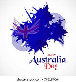 Vector illustration of a banner with Australia flag and map for Happy Australia Day.