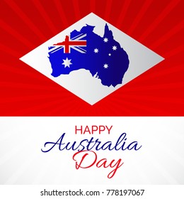 Vector illustration of a banner with Australia flag and map for Happy Australia Day.