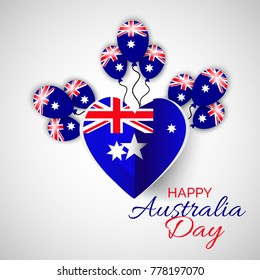 Vector illustration of a banner with Australia flag and map for Happy Australia Day.