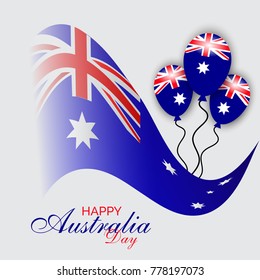 Vector illustration of a banner with Australia flag and map for Happy Australia Day.