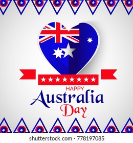 Vector illustration of a banner with Australia flag and map for Happy Australia Day.