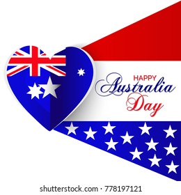 Vector illustration of a banner with Australia flag and map for Happy Australia Day.