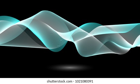 Vector illustration banner background design abstract wave effect blue on black color.Template for business.