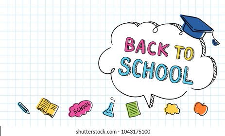 Vector illustration banner background design colorful element of education,Template for school.Draw doodle cartoon style.