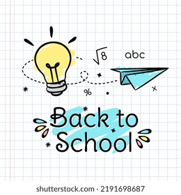 Vector illustration banner background design sketch sketch education element, template for school.Draw doodle cartoon style. Back to school.