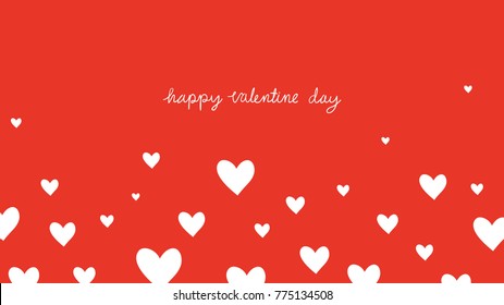 Vector illustration banner background design white little heart for Valentine day on red color.Draw doodle cartoon style.