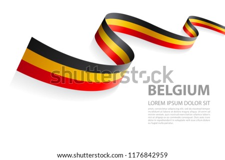 Vector Illustration Banner with Belgium Flag colors in a perspective view