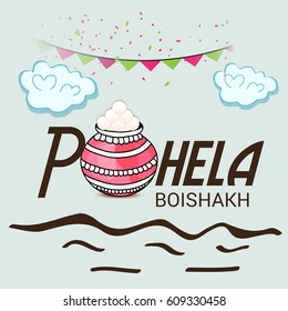 Vector illustration of a Banner for Bengali New Year Polela Boisakh.
