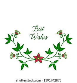 Vector illustration banner best wishes with artwork frame flower red and leaf green