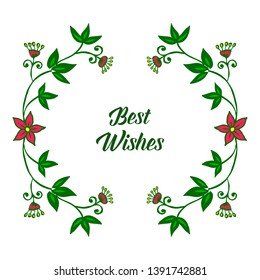 Vector illustration banner best wishes with artwork frame flower red and leaf green