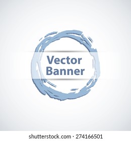 Vector illustration or banner blue brush stroke on gray background.