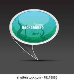 Vector illustration of banner in blue and green color, isolated on grey background. can be use as label, tag, icon and button.