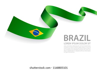 Vector Illustration Banner with Brazilian Flag colors in a perspective view