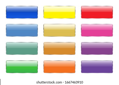 Vector Illustration of a banner (button) set with a reflection and metallic gradient frame.