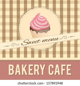 vector illustration banner with cake on the vintage background- eps10