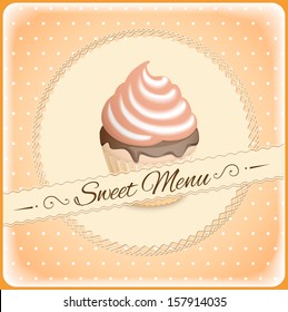 vector illustration banner with cake on the vintage background- eps10