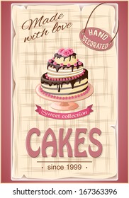 vector illustration banner  with cake on the vintage background- eps10