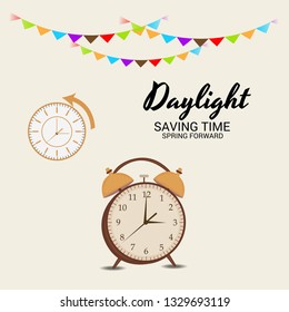 Vector illustration of a Banner for Change your clocks message for Daylight Saving Time(Spring Forward).