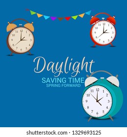 Vector illustration of a Banner for Change your clocks message for Daylight Saving Time(Spring Forward).