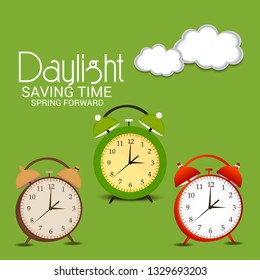 Vector illustration of a Banner for Change your clocks message for Daylight Saving Time(Spring Forward).