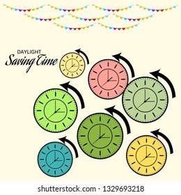 Vector illustration of a Banner for Change your clocks message for Daylight Saving Time(Spring Forward).