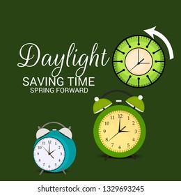 Vector illustration of a Banner for Change your clocks message for Daylight Saving Time(Spring Forward).