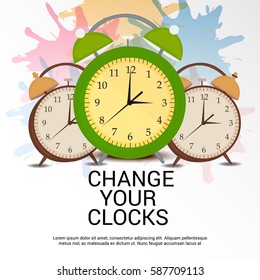 Vector illustration of a Banner for Change your clocks message for Daylight Saving Time.