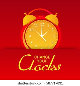 Vector illustration of a Banner for Change your clocks message for Daylight Saving Time.