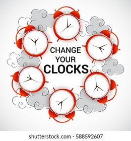 Vector illustration of a Banner for Change your clocks message for Daylight Saving Time.